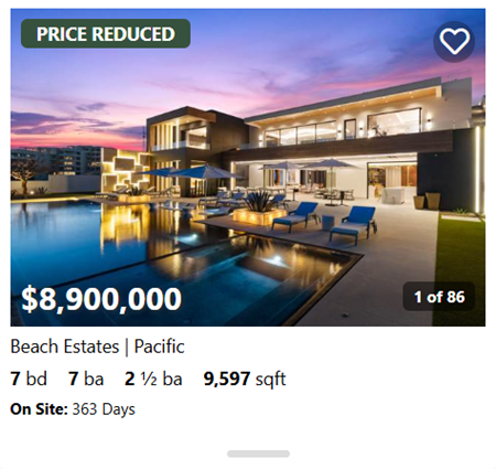 7-bedroom ultra-modern beachfront estate in Beach Estates with sleek architecture, sunset lighting, and luxury pool – 9,597 sqft, now $8.9M