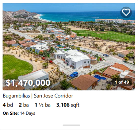 Spacious Bugambilias home in San Jose Corridor real estate with golf course and Sea of Cortez views