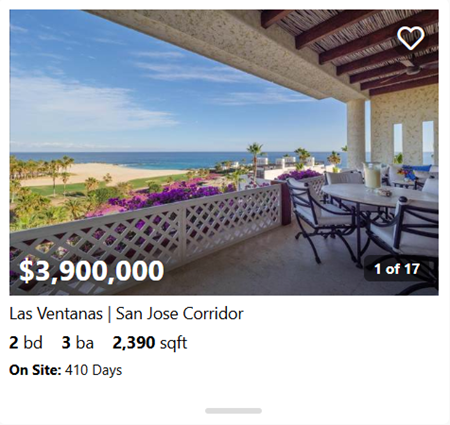 High-end Las Ventanas condo with expansive oceanfront terrace in San Jose Corridor real estate